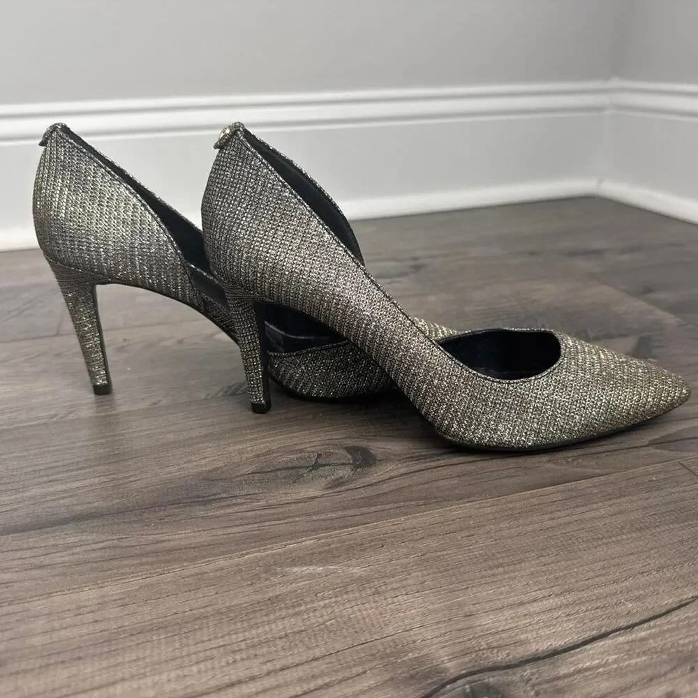 Michael Kors Womens Metallic Glitter Pointed Toe Dorsay Heels Pumps Size 7M NWOB